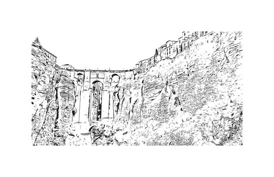 black and white bridge over canyon landscape clip art preview