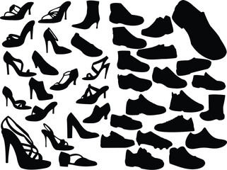 shoes collection silhouette - vector