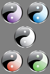 Set of 5 yin yang buttons.