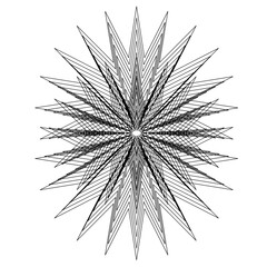 
black and white mandala pattern drawing resembling spiky flowers used for decoration 45