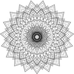 black and white mandala pattern drawing resembling spiky flowers used for decoration 3