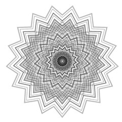 black and white mandala pattern drawing resembling spiky flowers used for decoration 11