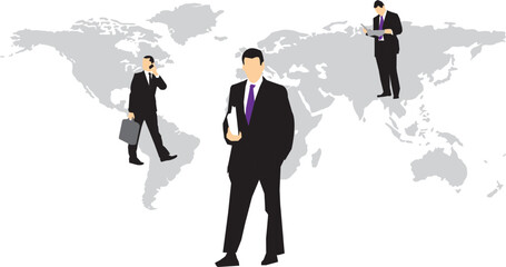Fototapeta premium global business men connected on world map