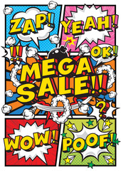 アメコミ風吹き出し英文のセールのPOP