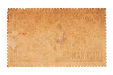 The reverse side of a postage stamp on transparent background.