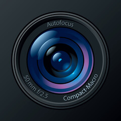 Front View of Photo Camera Lens. Vector Illustration