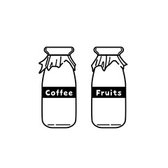 コーヒー牛乳とフルーツ牛乳のイラスト（線画）