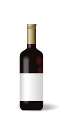 Illustration red wine bottle with label - vector