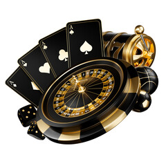 black gold roulette 777 slot machine ace card poker chip casino gamble element isolated. black gold roulette 777 slot machine ace card poker chip casino gamble element. roulette slot machine 3d render