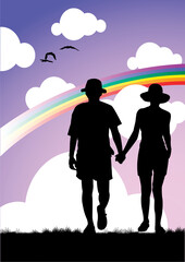 vector illustration of a couple in love