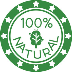 One Hundred Percent Natural Badge Stamp Style Ingredient Element
