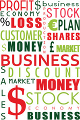 illustration of business word collage on white background
