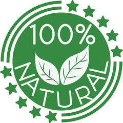 One Hundred Percent Natural Badge Stamp Style Ingredient Element