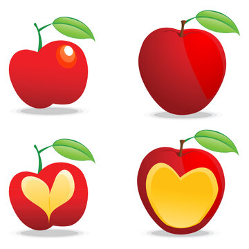 illustration of set of apples on isolated background