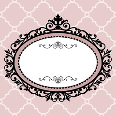 Decorative pink frame on the retro background with space for your text, full scalable vector graphic for easy editing and color change, included Eps v8 and 300 dpi JPG