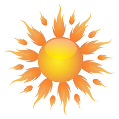 illustration of burning sun on isolated background