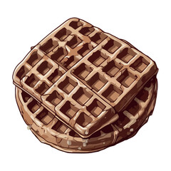 Sweet waffle meal with honey and chocolate