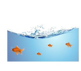 illustration of gold fishing swimming in water