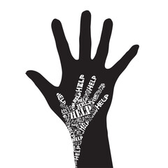 Fototapeta premium Conceptual black and white vector illustration - Hand of Help.