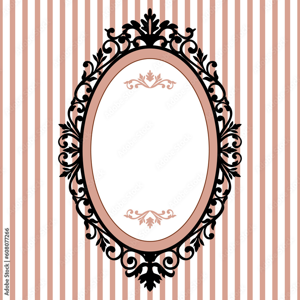 Poster decorative oval frame on the pink background with space for your text