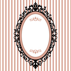 Decorative oval frame on the pink background with space for your text