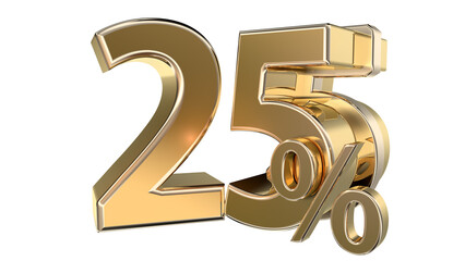 Obraz premium Gold 3d number 25%