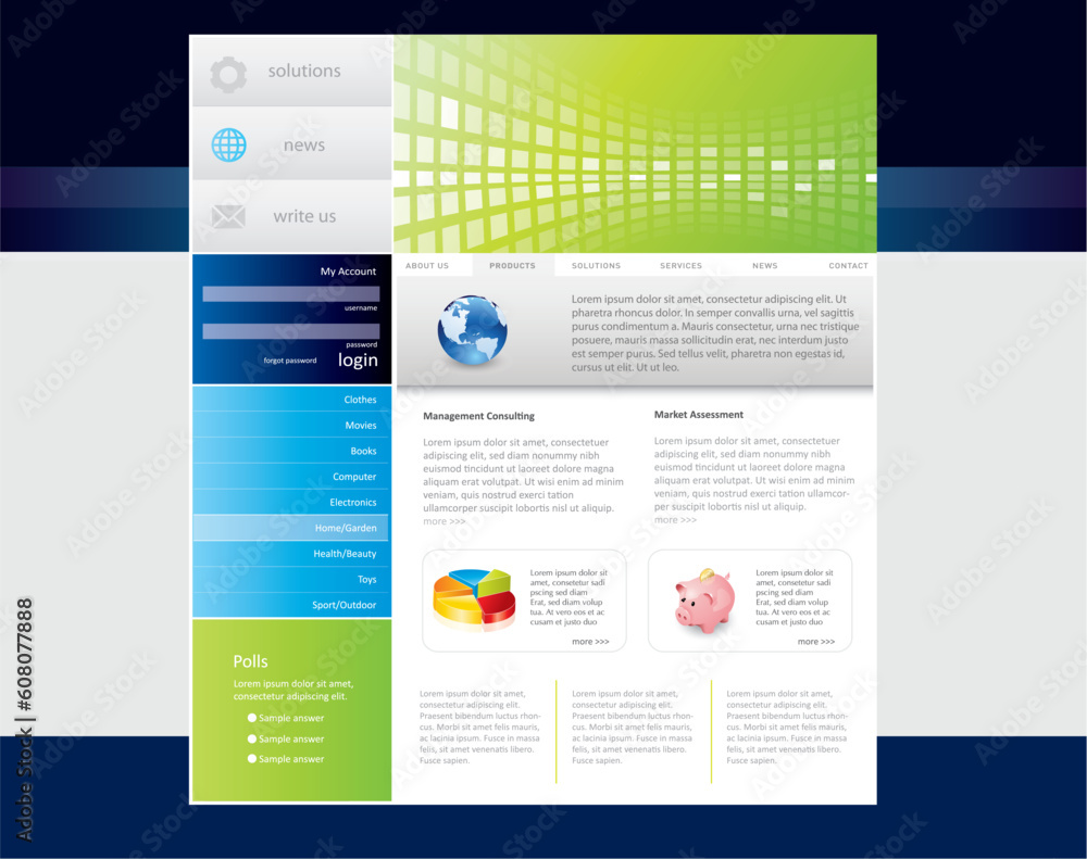 Poster business website template in editable vector format
