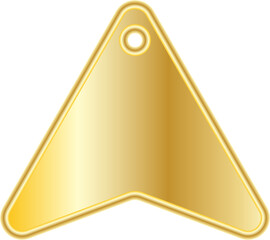 Digital png illustration of gold triangle tag with copy space on transparent background