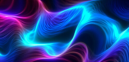 Naklejka premium wavy neon light motion effect background. generative ai