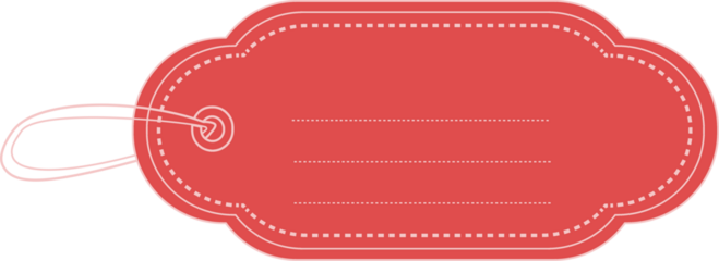 Digital png illustration of red name tag with copy space on transparent background