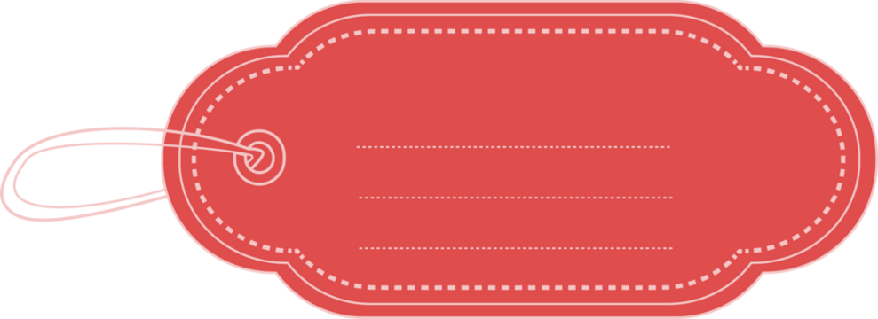 Digital png illustration of red name tag with copy space on transparent background