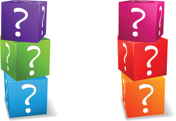 icon set cubes with question mark isolated on white background