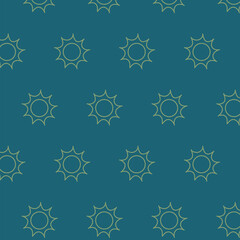 Digital png illustration of rows of green suns on blue and transparent background