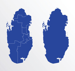 Qatar map vector illustration. blue color on white background