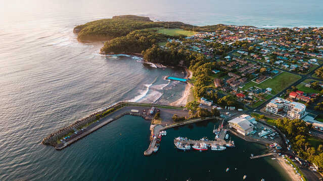 Aerial view of Ulladulla Harbour, Ulladulla, NSW, Australia