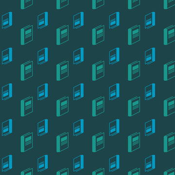 Digital png illustration of blue and green book pattern on transparent background