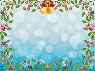 Christmas frame with a holly. Vector illustration.
