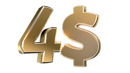 Obraz premium 3d gold number 4$