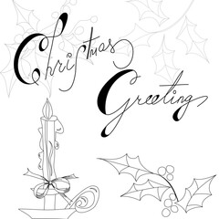 Monochrome template for Christmas card