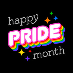 Happy pride month typography design. Pride month logo design. 