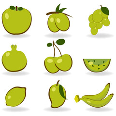 illustration of different fruit icon set