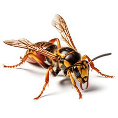 big orange hornet with big jaws isolated on white background, Generative AI