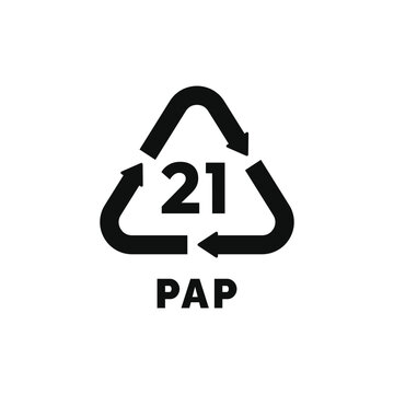 PAP 21 plastic recycle symbol icon vector