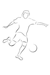 illustration of sketch of soccer player on white background