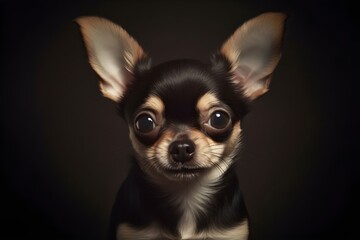 Cute Chihuahua headshot, black and brown chihuahua