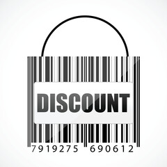 illustration of barcode discount bag on white background