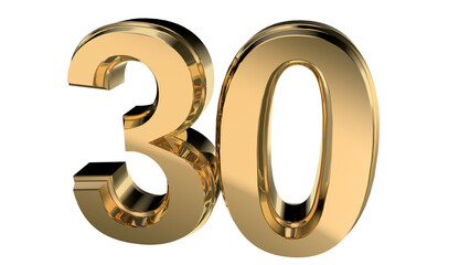 Elegant gold number 30