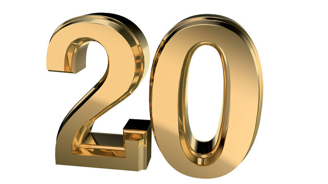 Elegant gold number 20