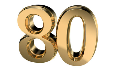 Elegant gold number 80