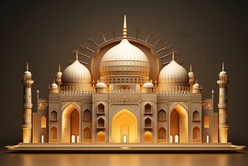 Fototapeta na wymiar islamic background with mosque illustration, generative ai